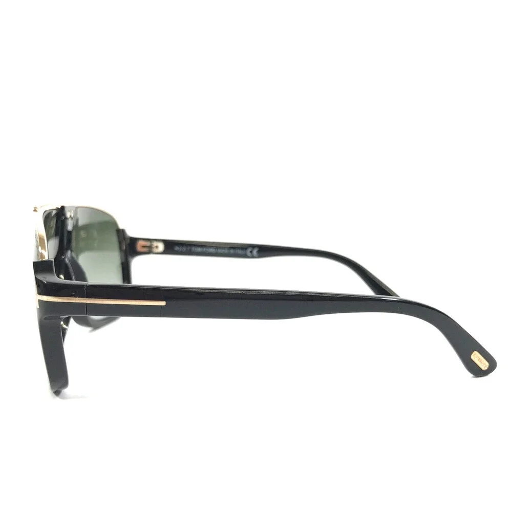Tom Ford Sunglasses Elliott TF335 01P Black Gold Aviator Frames w/ Green Lenses